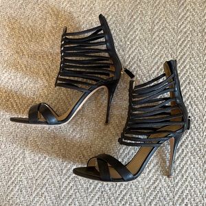 Jerome Rousseau Black Leather Sandals 38